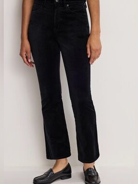 Good American Black Velvet High-Rise Pants Size 2/26